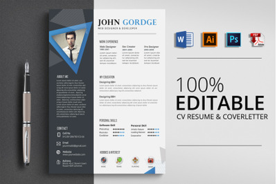 CV Resume &amp; Cover letter Word Template