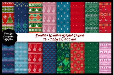 Christmas Sweater Weather Digital Papers