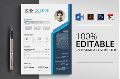 CV Resume &amp; Coverletter Word Template