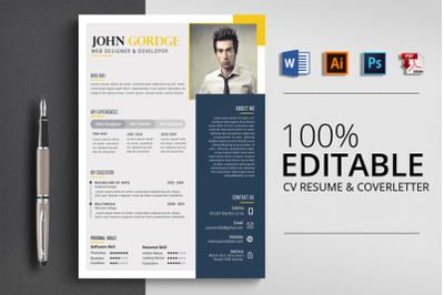 CV Resume &amp; Coverletter Word Template