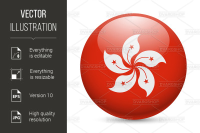 Round glossy icon of Hong Kong