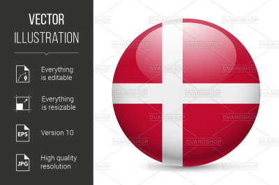 Round glossy icon of Denmark