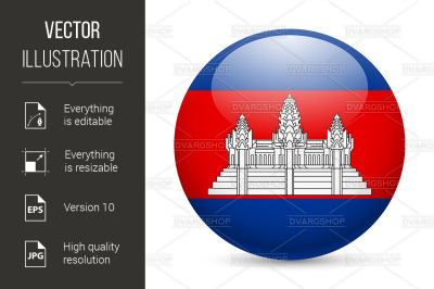 Round glossy icon of Cambodia