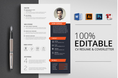 CV Resume &amp; Coverletter Word Template