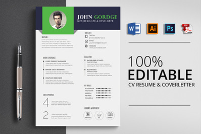 CV Resume &amp; Coverletter Word Template