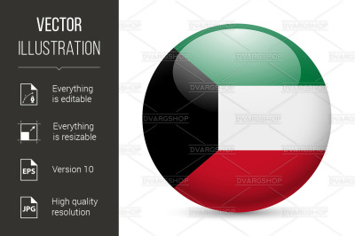 Round glossy icon of Kuwait