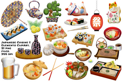 Japanese Food and Elements Clip Art