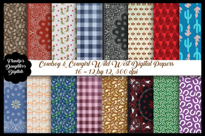 Cowboy.Cowgirl Wild West Digital Papers