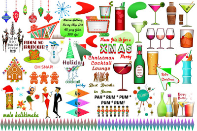 Christmas Retro Holiday Party Clip Art