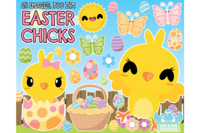 Easter Chicks Clipart - Lime and Kiwi Designs