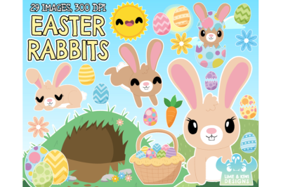 Easter Rabbits Clipart - Lime and Kiwi Designs