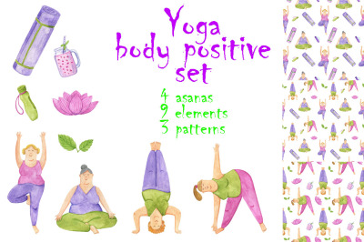 Yoga body positive watercolor set