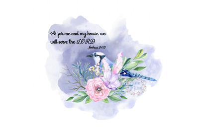 Blue Jay Joshua 24:15, Bird with Flowers