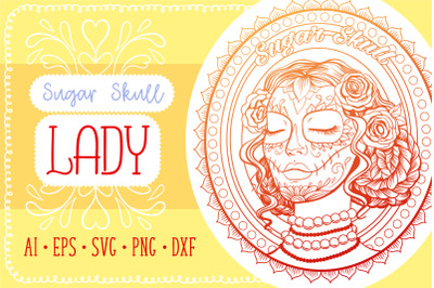 Sugar Skull Lady Coloring Page SVG cut file