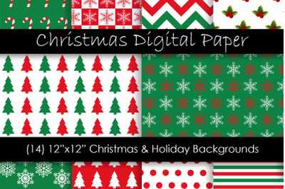 Christmas &amp; Holiday Backgrounds - Red and Green Patterns