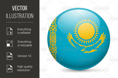 Round glossy icon of Kazakhstan