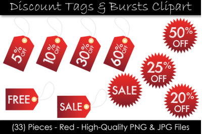 Price Tag Clipart - Printable Hang Tags - Red Sale Tags