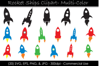 Rocket Ship SVG Clipart Bundle - Rocket Clip Art