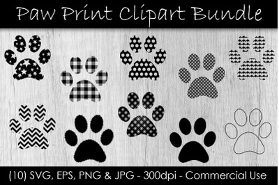 Paw Print SVG Clipart Bundle - Paw Print Clip Art