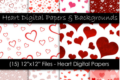 Red Heart Digital Paper &amp; Backgrounds
