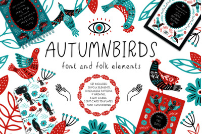Autumnbirds - font and folk element