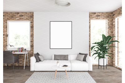 Interior scene - artwork background - frame mockup