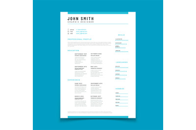 Cv personal profile. Resume curriculum vitae timeline data. Design vec