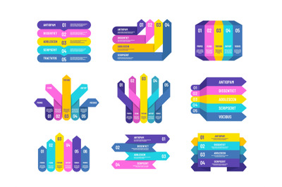 Step infographic. Options or process arrow graphs, charts and diagrams