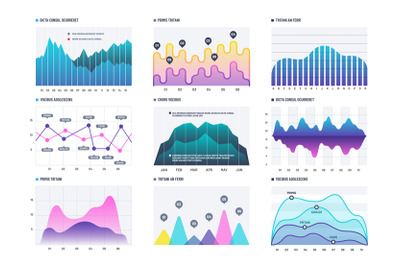 Infographic diagram. Statistics bar graphs, economic diagrams and stoc