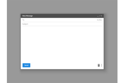 Email template. Blank e-mail browser window. Mail message web page vec