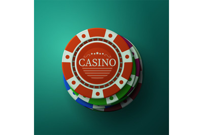 Casino chips. Stack of gambler poker chips. Blackjack gambling vector