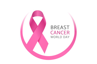 Breast cancer world day. Awareness pink silk ribbon of woman breast ca