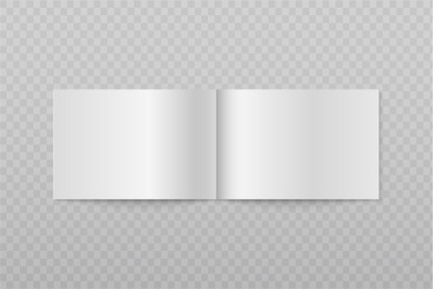 Blank open horizontal brochure. White booklet or magazine pages 3d vec