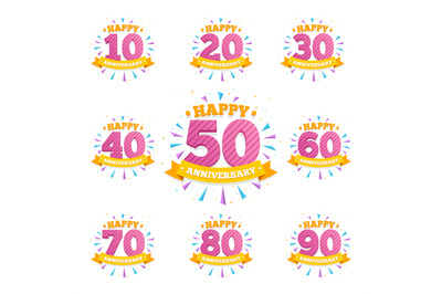 Anniversary emblems. Creative vector layout for invitation card