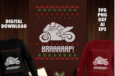 Brap Motogp Transparent PNG For Christmas Ugly Sweater Design