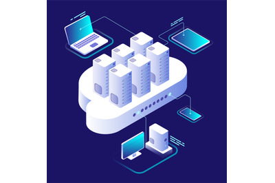 Cloud computing concept. Computing network, cloud smartphone app. Data