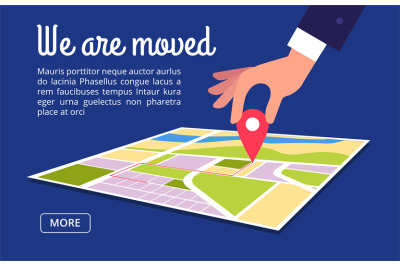 Moving concept. Changing address, new location on navigation map vecto