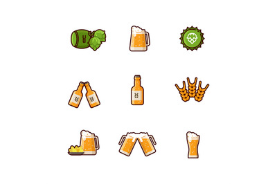 Beer vector line icons isolated on white background