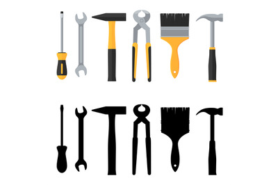 Repair and construction vector tools icons set