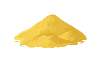 Sand heap. Cement pile or yellow sand mound cartoon vector illustratio