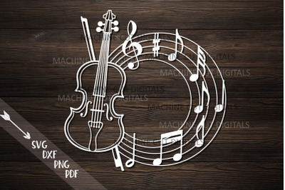 Violin frame for name with musical notes music classes svg