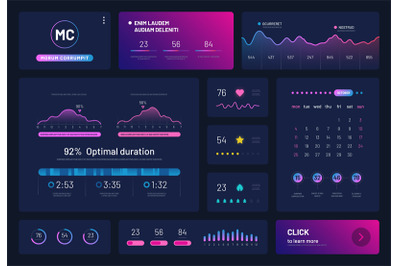 Dashboard infographics. Trading platform with statistics graphs financ