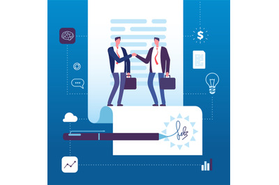 Business agreement concept. Businessman handshaking at contract with s