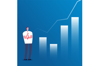 Market growth concept. Businessman with growth chart. Success business