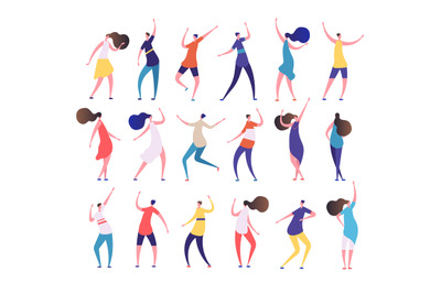 Dancing people. Cartoon stylish men and women dance on party dancing c