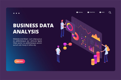 Data optimization isometric concept. Person with analysis analytics ch