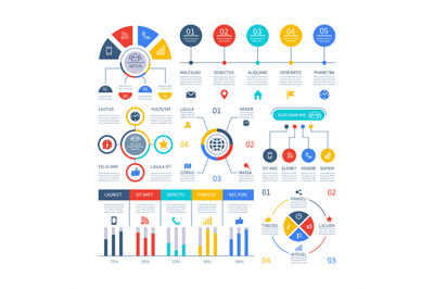 Presentation infographics. Flowchart timeline process chart, organizat