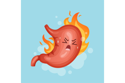 Stomach heartburn. Gastritis and acid reflux, indigestion and stomach