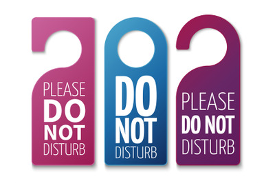 Do not disturb room vector signs. Hotel door hangers