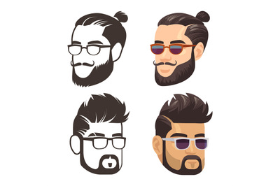 Fashion male haircute and shaven beard set